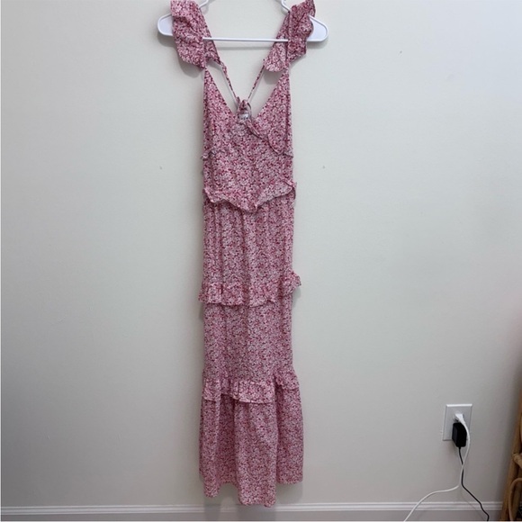 Floral Pink Maxi Dress - Picture 3 of 4
